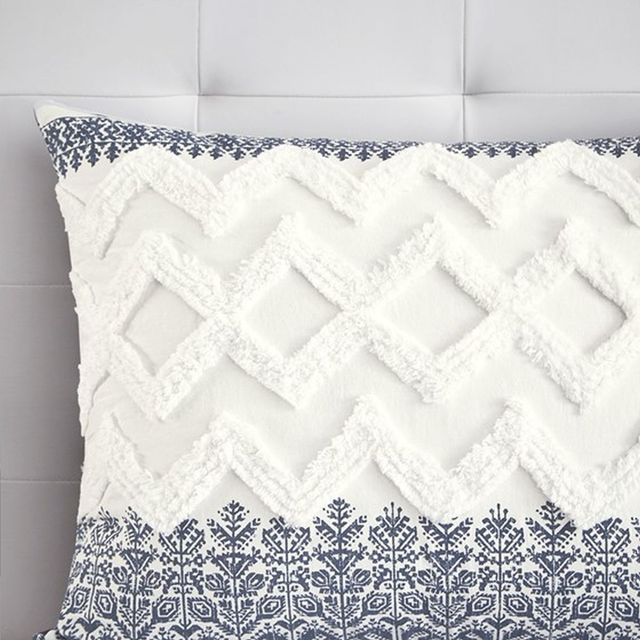 Olliix by INK+IVY Navy King/California King Mila Cotton Printed Comforter Set-3