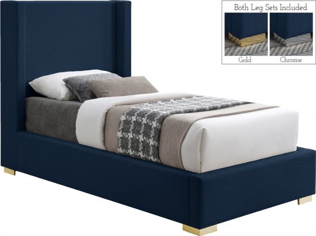 Meridian Furniture Royce Navy Twin Linen Bed-0