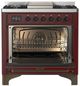 Ilve® Majestic III 36" Burgundy Pro Style Dual Fuel Liquid Propane Range with 6 Black Brass Burners and Burnished Trim-1