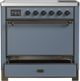 Ilve® Majestic III 36" Blue Gray Pro Style Induction Range with Solid Door and Burnished Trim-3