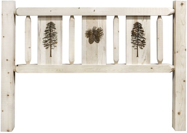 Montana Woodworks® Homestead Ready to Finish Full Youth Headboard with Laser Engraved Pine Design-1