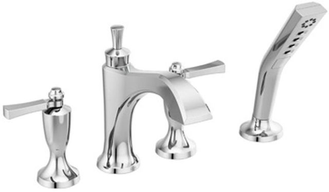 Delta Dorval® Chrome Less Handle Roman Tub with Hand Shower Trim-0
