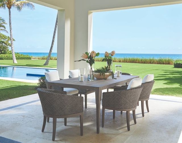 Lane Venture® Lenox Hill Quarry Gray Outdoor Aluminum Rectangular Dining Table-1