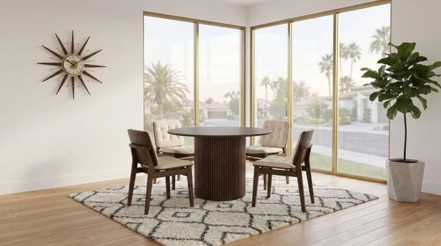 Coaster® Hamlyn 5-Piece Cream/Walnut Round Dining Table Set-1