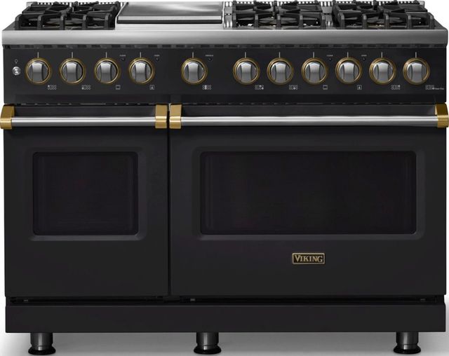 Viking® 5 Series 48" Onyx Pro Style Dual Fuel (NG) Range with Brushed Brass Trim-0