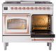 Ilve® Nostalgie II Noblesse 40'' White Pro Style Dual Fuel Range with Copper Trim-4