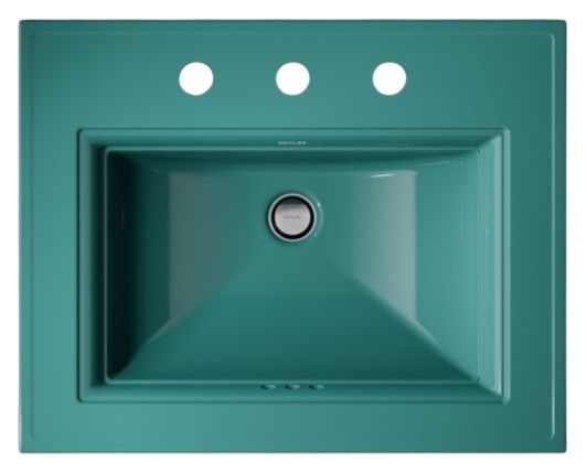 Kohler Memoirs® Stately Teal 22.75" Rectangular Drop-In Bathroom Sink-1