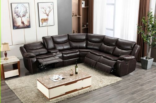 Milton Greens Stars 6-Piece Brown Faux Leather Modular Power Recliner Sectional-2