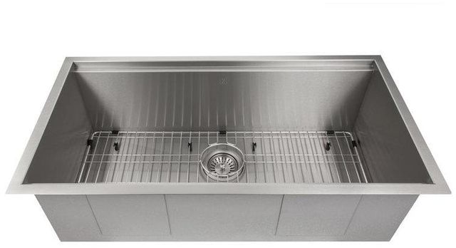 ZLINE Garmisch 33" Satin Stainless Steel Undermount Single Bowl Kitchen Sink with Bottom Grid and Accessories-1