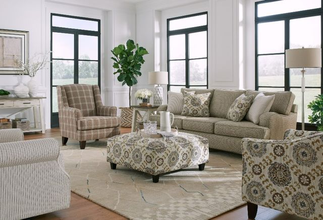Fusion Furniture Crossroads Mineral Quintero Mineral Gold/Gray/White Cocktail Ottoman-1