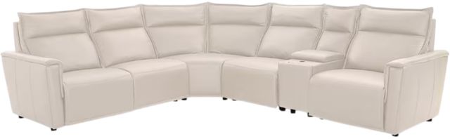 Bassett® Furniture Club Level Chauncey 6-Piece Vanilla Leather Power Reclining Sectional-0