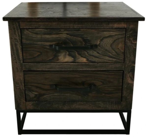 International Furniture Direct Teak Stained Dark Nightstand-4