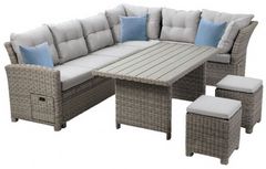 Furniture of America® Malia 6-Piece Gray Aluminum/Polyspun/Wicker Outdoor Patio Dining Set