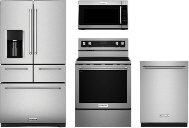 KitchenAid® 4 Piece Stainless Steel Kitchen Appliance Package | Mays ...