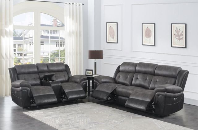 Coaster® Saybrook Charcoal and Black Tufted Cushion Power Sofa-2