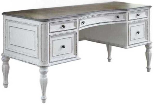 Liberty Furniture Magnolia Manor Antique White/Weathered Bark 64" Writing Desk-0
