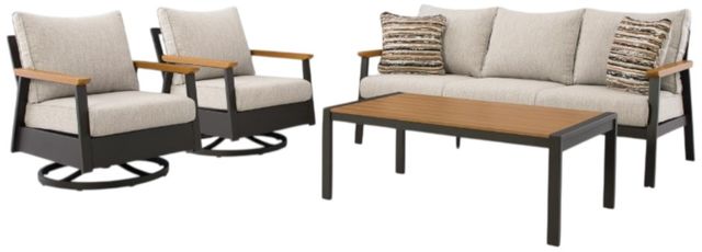 Signature Design by Ashley® Carlsbad Beach 4-Piece Dark Brown/White Aluminum Outdoor Conversation Set-2