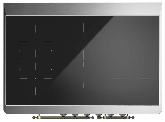 Ilve® Majestic III 40" Emerald Green Pro Style Induction Range with Solid Door and Burnished Trim-2