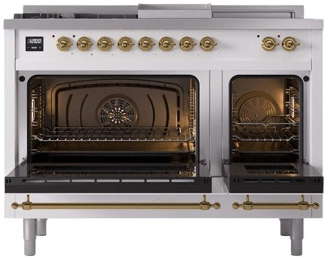 Ilve® Nostalgie II Series 48" White Pro Style Dual Fuel Range-1