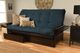 Kodiak Furniture Phoenix Suede Navy/Espresso Queen Storage Futon with Mattress-2