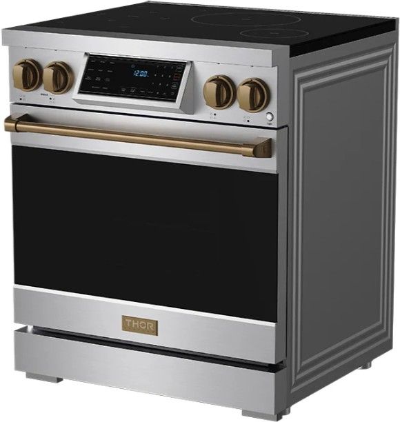 Thor Kitchen® Gordon Ramsay Collection 30" Stainless Steel Pro Style Induction Range with Tilt Panel Touch Control and Bronze Trim-3