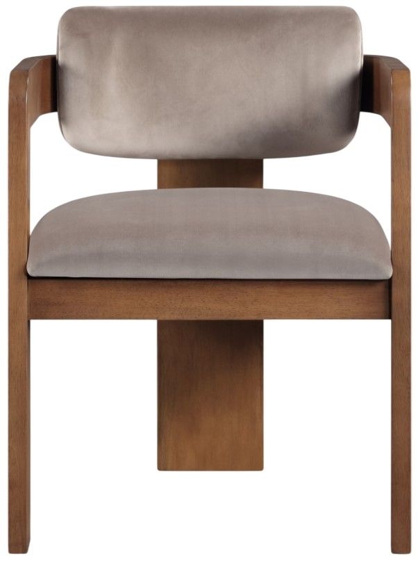 Meridian Furniture Sacha Taupe/Walnut Velvet Dining Chair-1