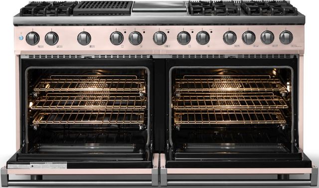 Viking® 5 Series 60" Blush Pro Style Dual Fuel (LP) Range with Polished Chrome Trim-1