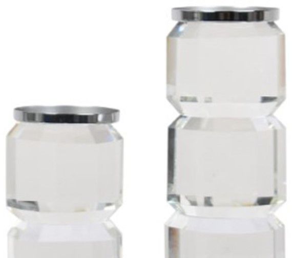 Signature Design by Ashley® Brentley Clear/Silver 2-Piece Candle Holder-1