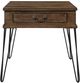 Mazin Furniture Shaffner Rustic Oak End Table with Black Hairpin Legs-0