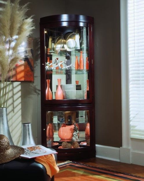 Pulaski™ PFC Chocolate Cherry Corner Curio -2