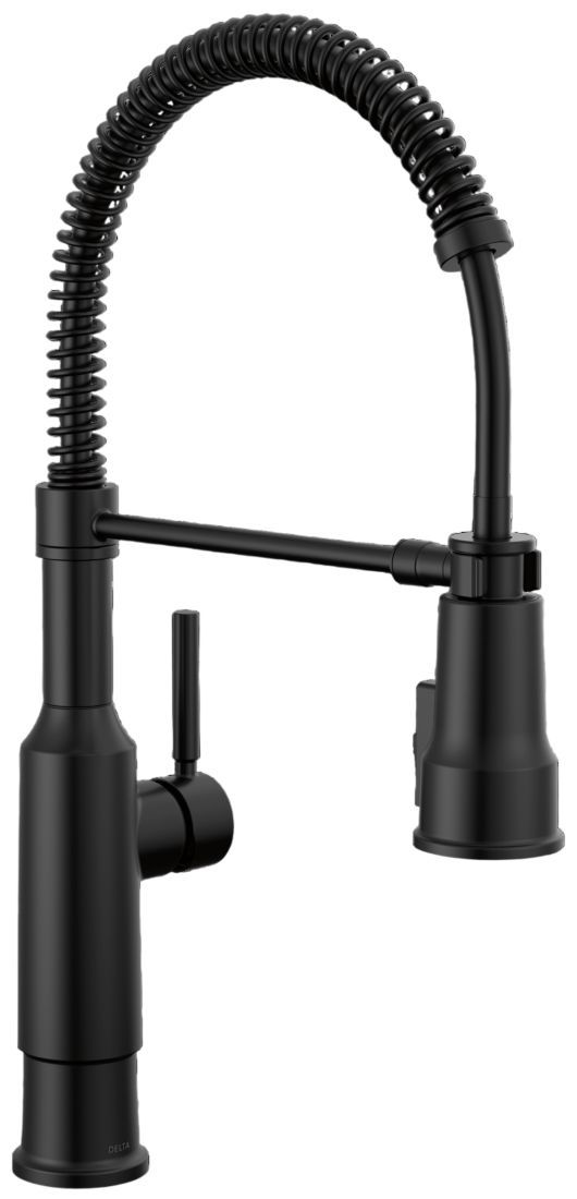 Delta Theodora® Matte Black Single Handle Pull-Down Spring Kitchen Faucet-0