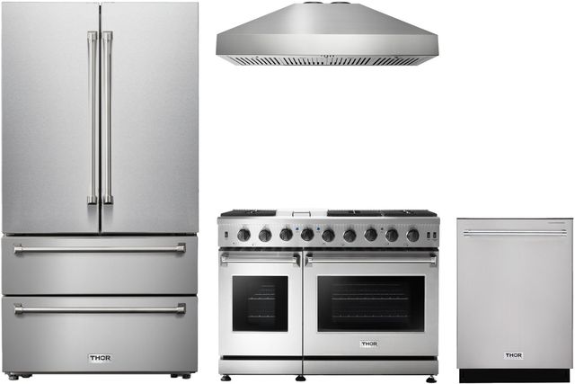 Thor Kitchen® 4 Piece Stainless Steel Gas Kitchen Package-0