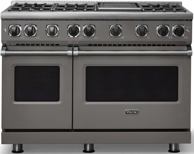 Viking® 7 Series 48" Damascus Gray Pro Style Liquid Propane Gas Range with 12" Reversible Griddle-0