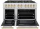 ZLINE Select Autograph Edition 48" Satin Stainless Steel Pro Style Dual Fuel Range with White Matte Doors and Polished Gold Accents-1