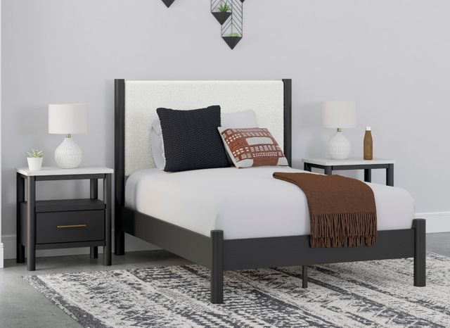 Signature Design by Ashley® Cadmori Black Twin Upholstered Panel Bed-2
