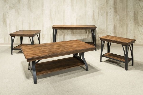 Intercon District Brown Coffee Table with Cool Copper Base-1