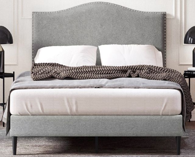 American Wholesale Furniture Leighford Stone King Upholstered Bed-0