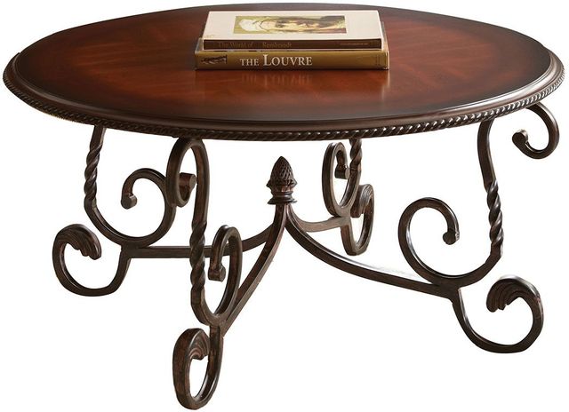 Steve Silver Co. Crowley Dark Cherry Cocktail Table with Metal Base-0
