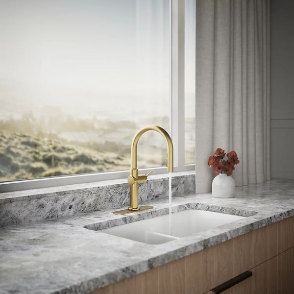 KOHLER® Crue® Vibrant Brushed Moderne Brass Touchless Kitchen Sink Faucet with 3-Function Sprayhead-3