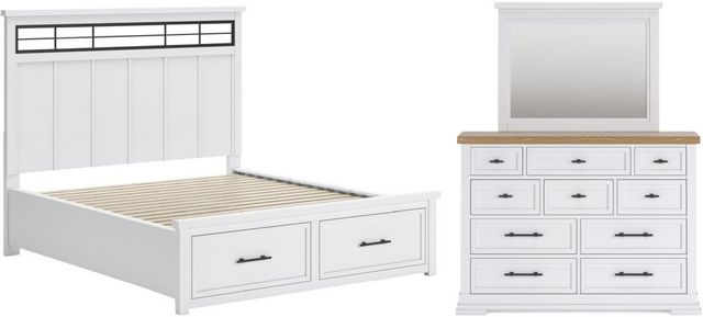 Ashbryn Queen Storage Bed - White/Natural