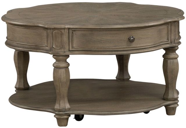 Liberty Furniture Magnolia Manor Weathered Bisque Round Cocktail Table-0