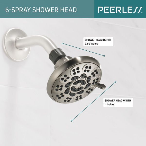 Peerless Universal Showering Components Brushed Nickel 6-Setting Shower Head-4