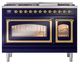 Ilve® Nostalgie II Noblesse 48'' Midnight Blue Pro Style Dual Fuel Range with Brass Trim-1