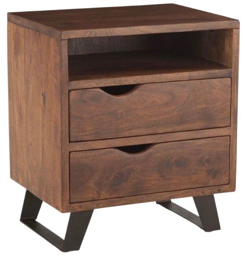 Home Trends & Design London Loft Antique Zinc/Walnut Nightstand-0