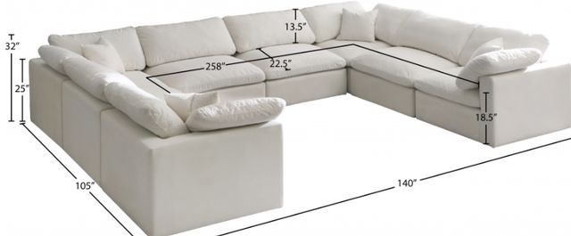 Meridian Furniture Plush 8-Piece Cream Modular Sectional-3