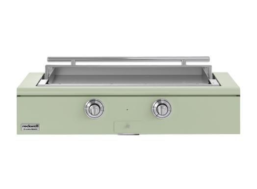 Caliber™ Rockwell Social 48" Sage Built-In Natural Gas Outdoor Griddle with Polished Chrome Hardware-0