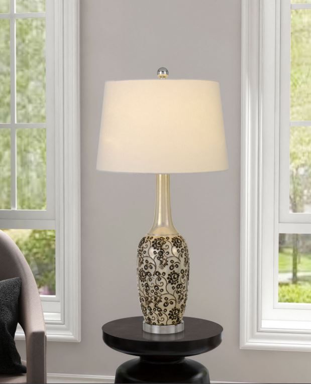 Cal® Lighting & Accessories 2-Piece Paxton Brushed Steel/White Table Lamp Set-2