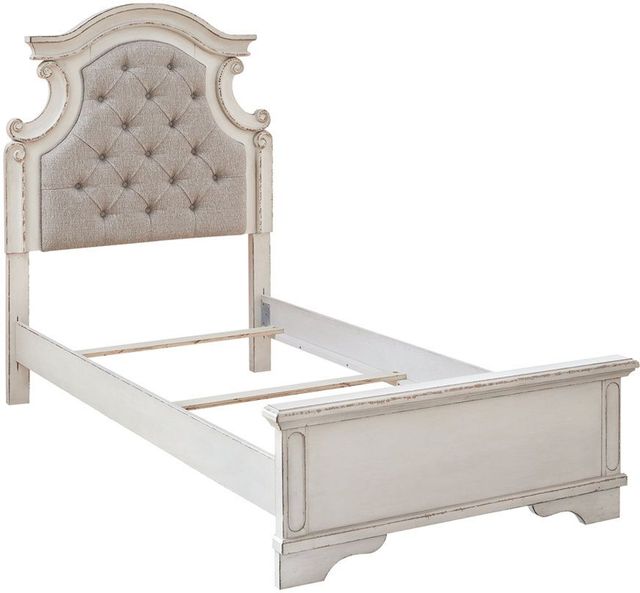 Signature Design by Ashley® Realyn Chipped White Youth Twin Upholstered Panel Bed-1
