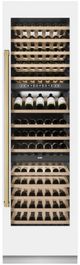 ZLINE Autograph Edition 24 in. 12.4 Cu. Ft. Triple Zone 100 Bottle Column Wine Cooler in White Matte and Polished Gold Accents-2