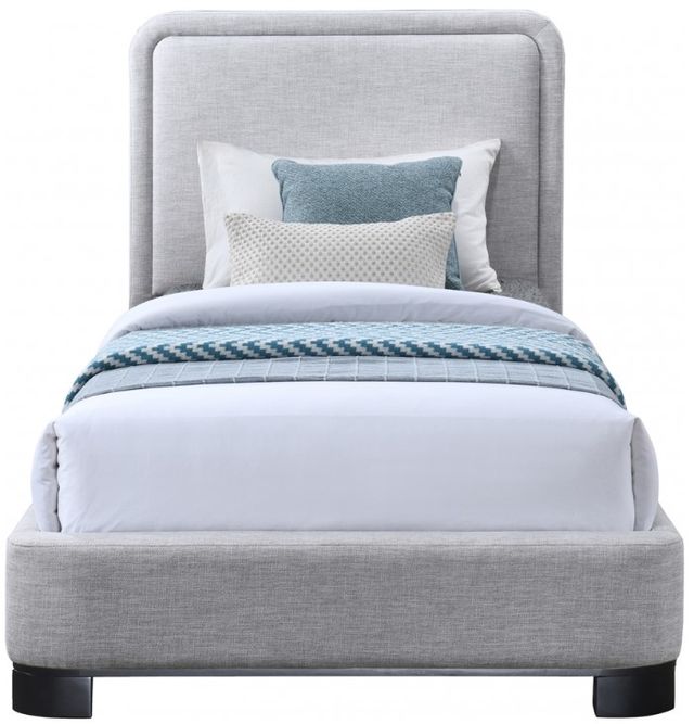 Meridian Furniture Nolita Grey/Natural Twin Linen Textured Upholstered Bed-1